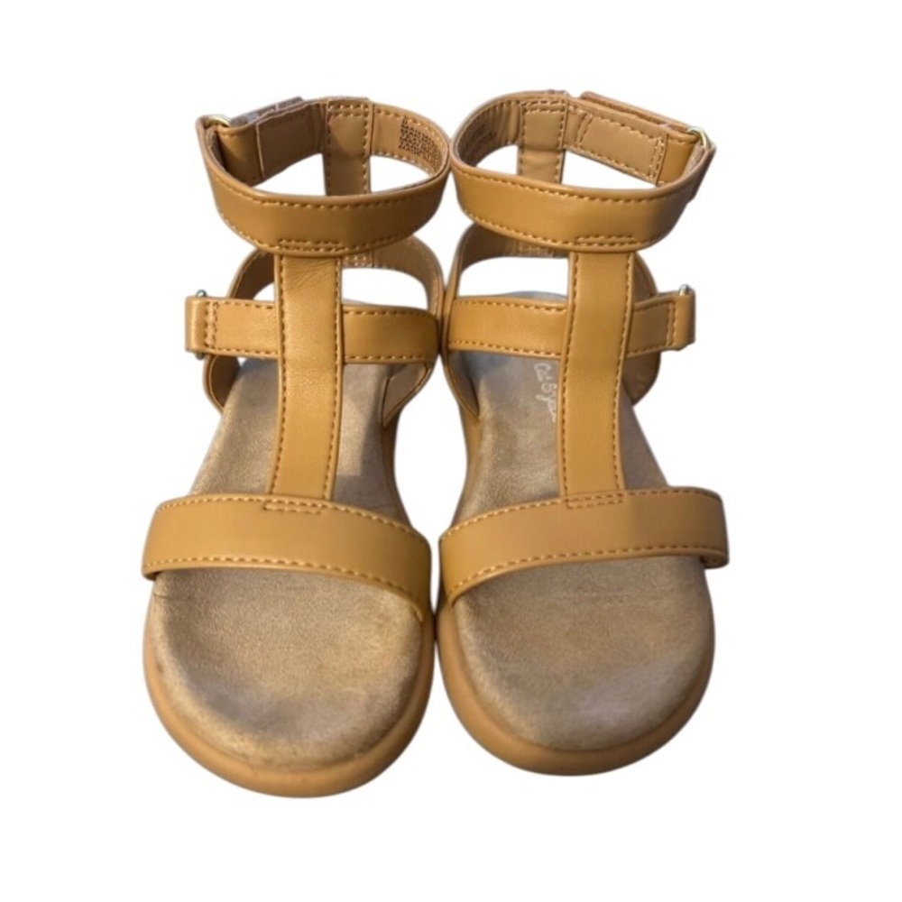 👶Toddlers Tan T-Strap Sandals with Cushioned Footbed